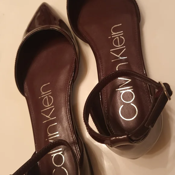 Calvin Klein Women's Plum Chocolate Leather Shoes - Picture 3 of 8